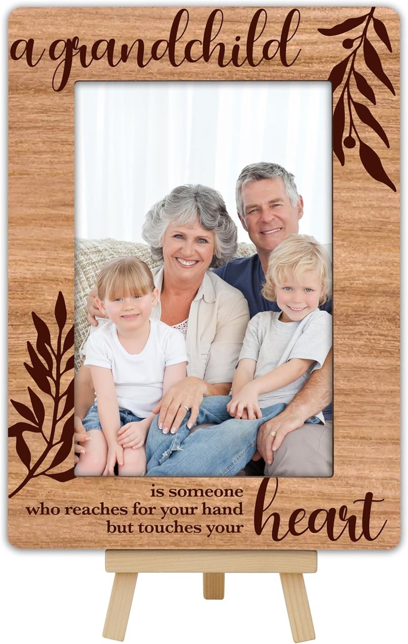 OXRUN Grandparents Picture Frame, Grandchild Wooden Photo Frame with Easel, Display Photo Insert, 4x6 Picture Frame for Tabletop Display - A11 - Image 1